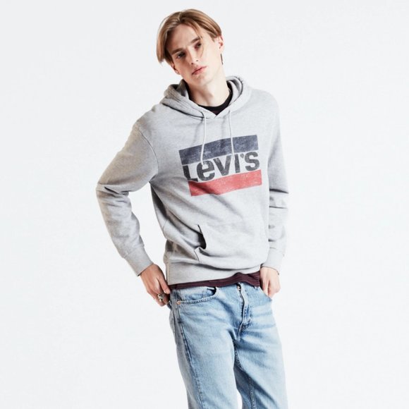 Levi's Other - NWT Levi's Mens Graphic Pullover Hoodie Sweatshirt Black Gray Size Small